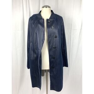 Coster Copenhagen Womens Artificial Crocodile Vegan Leather Blue Trench Jacket L